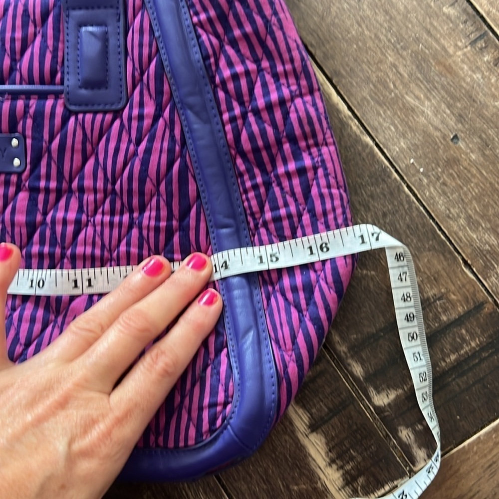 VERA BRADLEY "Impressionista Stripe" Trapeze Satchel Pink & Purple - Picture 6 of 8